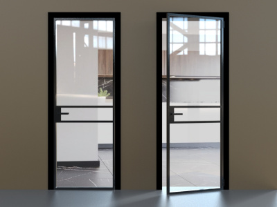 Элеганс черный профиль прозначное стекло