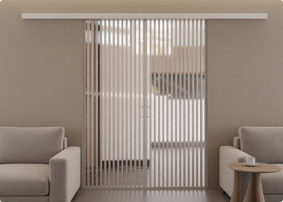 Элеганс (двойное полотно с проемом) белый профиль прозначное стекло