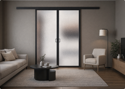 Лофт черный профиль матовое стекло