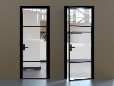 Элеганс черный профиль прозначное стекло