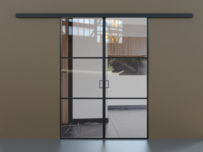 Лофт черный профиль прозрачное стекло