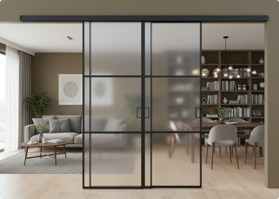 Лофт черный профиль матовое стекло