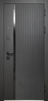 Входная дверь Luxor 2МДФ Ромбы Вертикаль Зеркало Антрацит софт