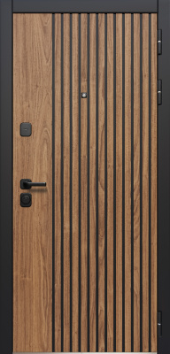 Входная дверь Luxor 2МДФ Рейка Зеркало Орех лесной